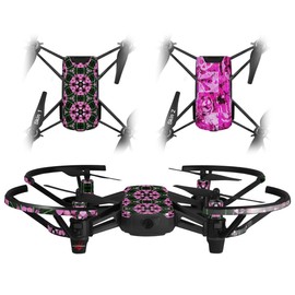 Skin Decal Wrap 2 Pack for DJI Ryze Tello Drone Floral Pattern Pink Drone NOT Included