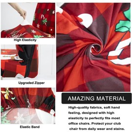 ACOFRR Chritmas Office Chair Covers Universal Protective Stretchable Slipcover for Modern Simplism Style High Back Boss Chair (No Chair)… (XMAS07, M)