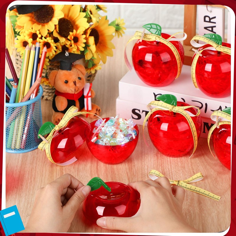 Mimorou 6 Sets Plastic Apple Containers Red Apple Shaped Candy