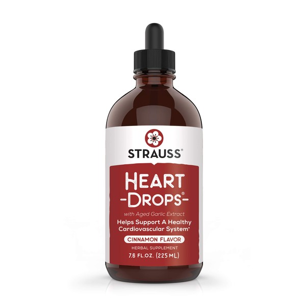 Strauss Naturals Heartdrops, Herbal Heart Supplements with European Mistletoe and Extracts of Aged Garlic, 7.6 fl oz, Cinnamon Flavor