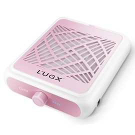 L'UGX Rechargeable Nail Dust Collector with 2 Reusable Filter, Professional Nail Vacuum Dust Collector Nail Tech Fan Extractor Powerful Suction Machine for Acrylic Nail Polishing,Pink