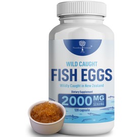 Wild Caught Fish Eggs 2,000mg - Omega 3 Supplement for Eye, Brain Health, Supports Immunity, Bones and Teeth, Mood Support with Omega 3-6-9 Fish Egg Capsules