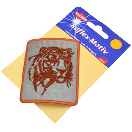 Kleiber Iron On Reflective Patch-Tiger-8.5cm x 6.5cm