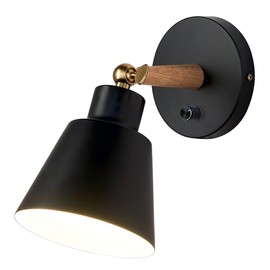 ClanKin Wall Sconces Lighting Fixture, Bedside Wall lamp for Industrial Bedroom, Bathroom Sink Lighting for Bedroom Hallway Living Room(1Pack-Black with On-Off Swtich)