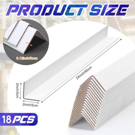 Affrolling 18 Pack Packaging Cardboard Edge Protector 2" x 2" x 24" V Cardboard Corners for Shipping Pallet White Kraft Corner Protectors Edge Guards for Pallets