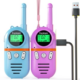 Inspireyes Walkie Talkies for Kids Rechargeable,Toys for Boys and Girls Ages 3-12, 2 Pack Long Range 2-Way Radios, Birthday Gifts,Christmas Stockings, Outdoor Play, Family Games, Hiking Camping Gear