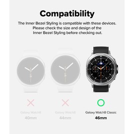 【Ringke】Galaxy Watch 8 Classic 46mm ケース [クラシックな時計デザイン] 傷防止高級ステンレスアクセサリーカバー（インナーベゼルカバー）簡単取り付け シルバー - Inner Bezel Styling 46-IN-01 (ST) Silver