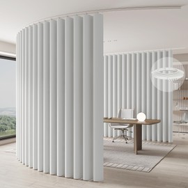 Jilron Room Divider Curtain Ceiling Curtain Track Set for Blackout and Privacy (White Curtain + White Track) 106" W x 96" L -1 Piece