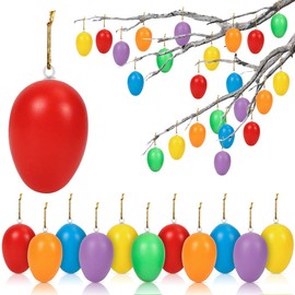 O-Kinee Easter decoration: Plastic Easter Eggs with Ribbon Colourful for Outdoor and Indoor Use