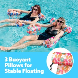 Sloosh Pool Floats Chairs Adult, 2 Packs Inflatable Pool Lounge Chairs,Blow up Hammock Pool Noodles Floats for Adults,Flower Pattern Floating Water Chair for Pool Lake River(Tropical Flowers)