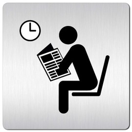 XXL sign - door sign • 125 x 125 mm • warning sign • waiting room 006 • made of 1.5 mm thick aluminium solid material • polished stainless steel look