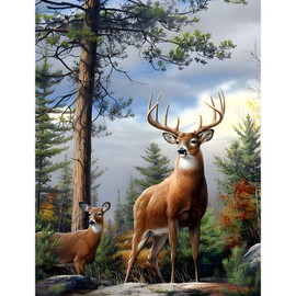 MOGTAA Deer Diamond Painting Adults, 5D Animals Diamond Painting Pictures Adults, DIY Diamond Art Landscape Diamond Painting Pictures for Home Wall Decor 30 x 40 cm