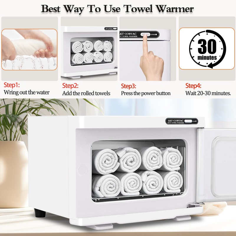 LKT COBTAC Hot Towel Warmer,8L Towel Warmer Cabinet Medium Capacity