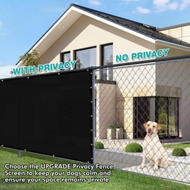 UPGRADE Privacy Fence Screen 170 GSM 90% Visibility Blockage 6'X50' Black Outdoor Commercial Wind Screen Mesh Panels Shade Cover for Chain Link,Deck,Balcony,Backyard with Zip Ties,Customized,A072