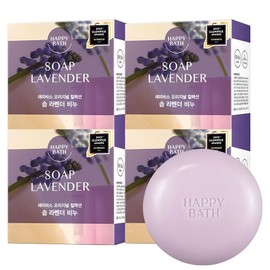 Happy Bath Essence Moisture Soap Lavender, 90g, 4 pieces / 해피바스 에센스 모이스춰 비누 라벤더, 90g, 4개입