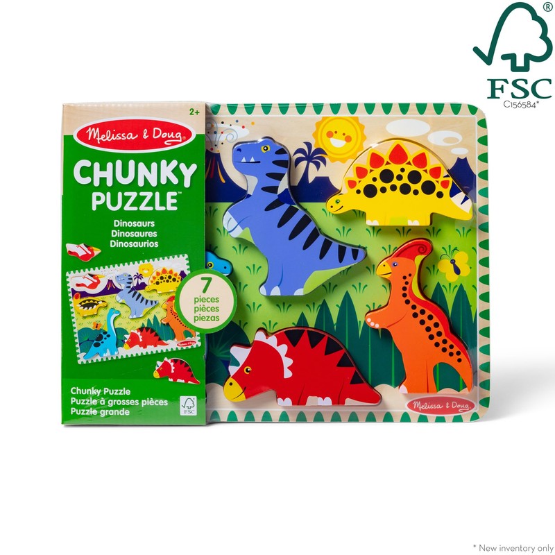 Melissa & Doug Dinosaur Wooden Chunky Puzzle (7 pcs) -