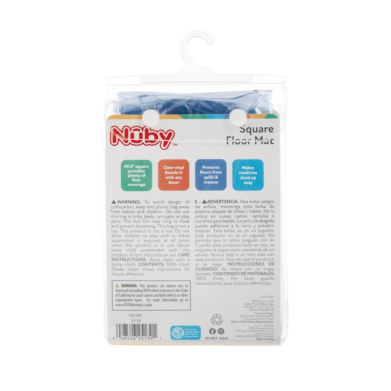 Nuby High Chair Square Floor Mat - Waterproof and Clear