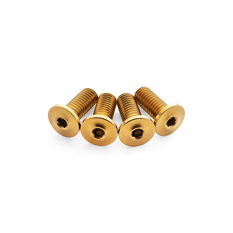 Terske Ultra-Low Profile Superlight Gold Anodized Titanium Bottle Cage Bolts: