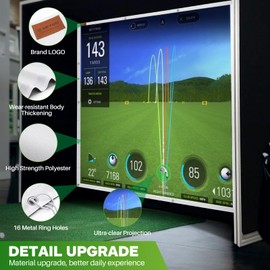 Golf Simulator Impact Screen with 16 Grommet Holes for Golf Training, Indoor HD Golf Impact Screen Available in 2 Sizes 118 x 102 inch