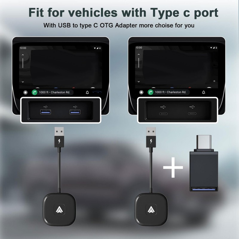 Car Wireless Adapter Plug Play Dongle Converts Wired to Wireless