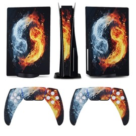 Buyidec Fire Ice Yin Yang for Model 5 Skin Accessories Cover Skins Anime Vinyl Cover Sticker Full Set for Model5 Disc Edition