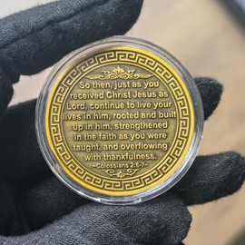 Rooted in Christ Christian Challenge Coin for Deep Spiritual Growth Bible Verses Pocket Token