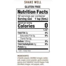 TABASCO® Brand Chipotle Pepper Sauce, Medium Hot Sauce, Glass Bottle, Chipotle P