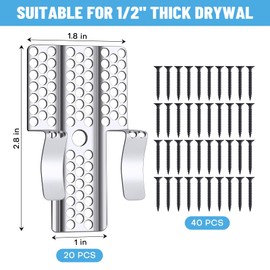 Rolitwils Drywall Repair Clips, 8 Pack Stainless Steel Wall Patch Kit with 16 Screws for 1/2 Inch Sheetrock, Professional Drywall Hole Repair Solution for DIY Home Repair