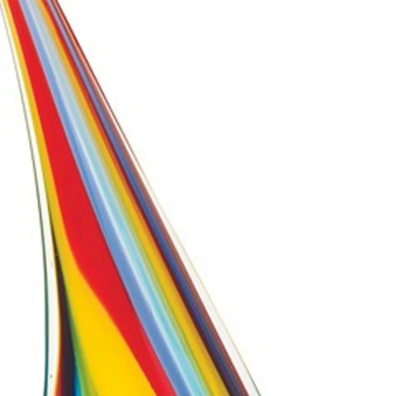 Homeroots 14" Clear Red Blue Yellow Murano Glass Sailboat Tabletop