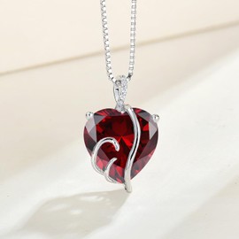 Starnny Heart Birthstone Chain Silver Women's 925 Infinity Necklace with 5A Cubic Zirconia for Women Mother Girlfriend Mum, Cubic Zirconia