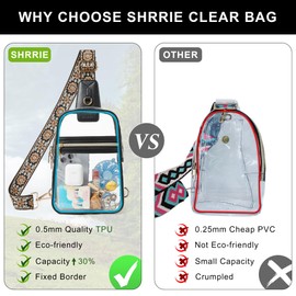 Shrrie Clear Bag for Stadium Events Transparent Crossbody Bag Clear Purse for Women&Men-Stadium Approved, Concerts&Sports