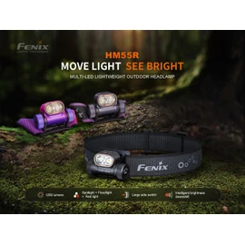 Fenix HM55R Rechargeable Headlamp, 1200 Lumen Spotlight Floodlight & Red Light, Lightweight, Long Runtime, USB Charging, Waterproof for Camping, Hiking, Running with Lumentac Organizer (Nebular)