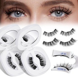 QUEWEL Magnetic Eyelashes, 2 Pairs of Fine Magnetic Eyelashes, Reusable Magnetic Eyelashes with Applicator, No Glue Required, Magnetic Eyelashes, Natural, Lightweight Comfortable for Make-Up