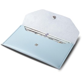 BLMHTWO Cash Wallets for Women and Men, Reusable Leather Envelopes for Budgeting, Check Billing (Blue)