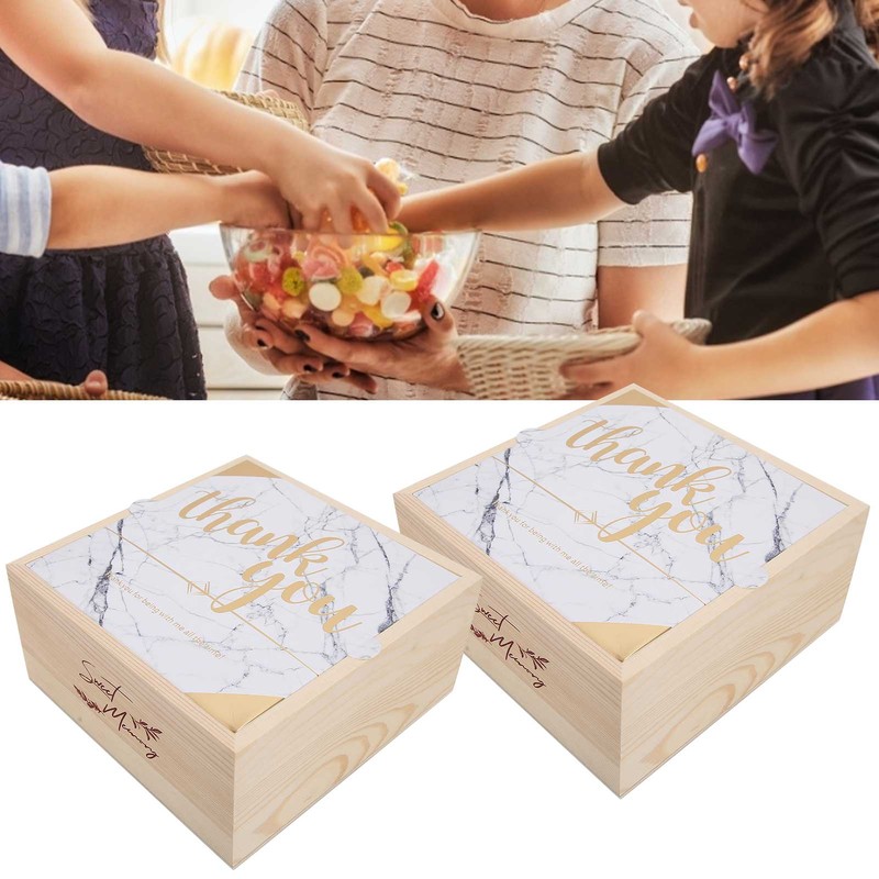 2 Set Wedding Wooden Gift Box PVC Exquisite Candy Packaging
