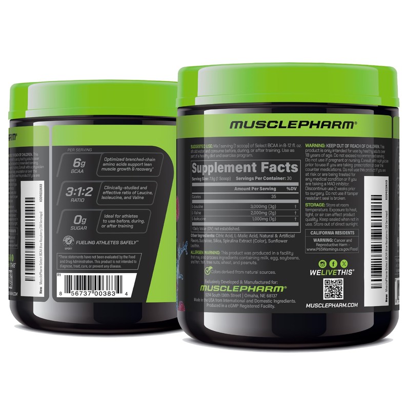 MusclePharm Essentials BCAA Powder, Pre & Post Workout Recovery Drink,