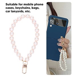 Cadena de Teléfono con Cuentas, 3 Piezas de Correa de Teléfono con Cuentas de Perlas de Resina, Correa de Muñeca para Teléfono Móvil, Pulsera de Perlas, Colgante para Funda de (Color de la cáscara de huevo H3)