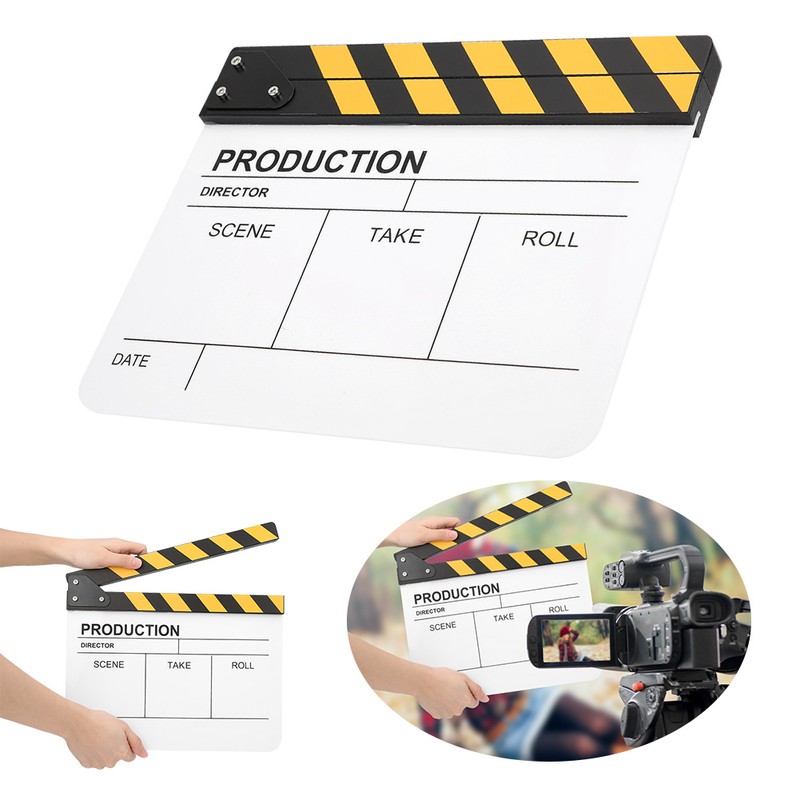 30x25CM Acrylic Clapperboard Director Movie Film BuiltIn Magnet Photography Action