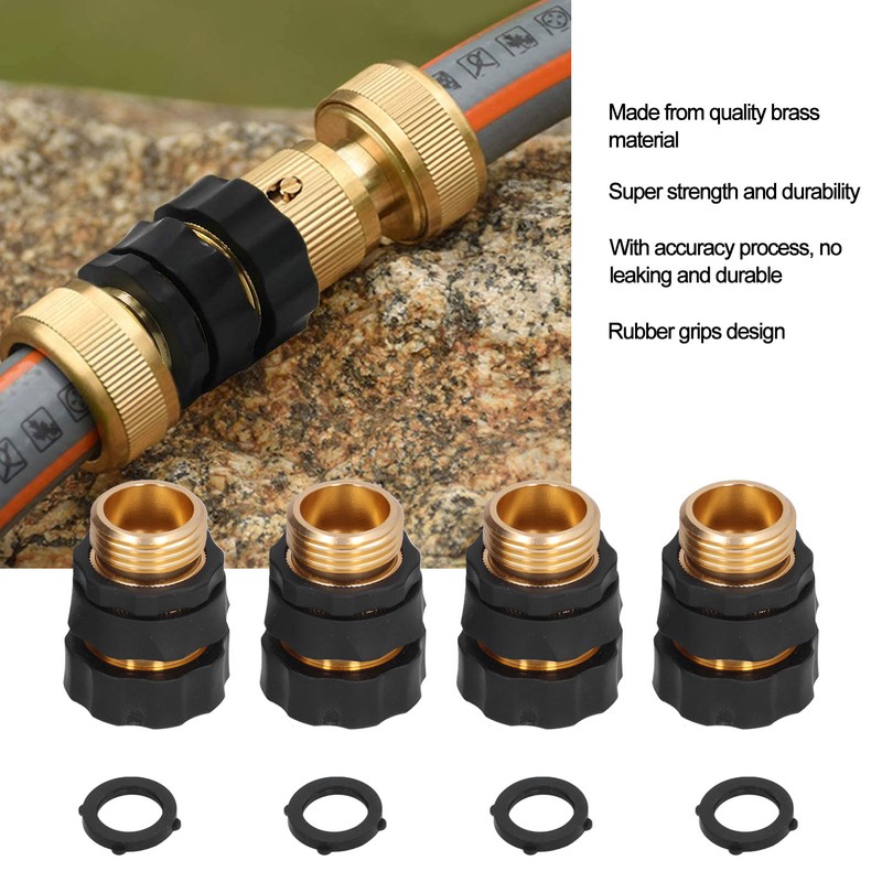 4Pcs Garden Hose Quick Connector Brass High Hardness Durable No