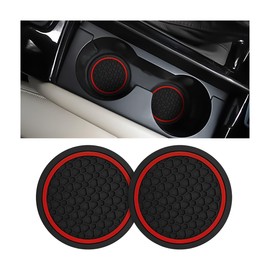 Mandark 2PCS Car Cup Holder Coasters, 2.75 Inch Non-Slip Insert Water Bottle Holder Pads, Dustproof Automotive Interior Accessories Mat, Universal for Vehicles, Trucks, RVs and More(Black/Red)