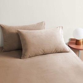 StangH Soft Velvet Pillowcase Bed Pillow Cover for Hair and Skin, Queen Size (Blush Beige, 20 x 30 inches) Pillow Cases Set of 2, Luxury Warm Pillow Cover with Hidden Zipper