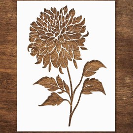 Dahlia Stencil - Flower Stencils for Painting on Wood, Canvas, Paper, Fabric, Wall, Furniture - Stencils for Crafts Reusable for Art, Cards, Journaling & Pattern Template -Floral Stencil (6x8 inch)