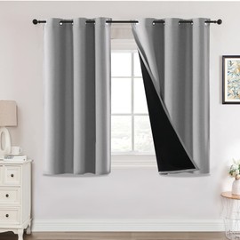 H.Versailtex 100% Blackout Curtains for Bedroom with Black Liner Eyelet Curtains for Living Room Full Room Darkening Thermal Insulated Window Drapes, 2 Panels, 46 x 54 Inch, Dove Grey