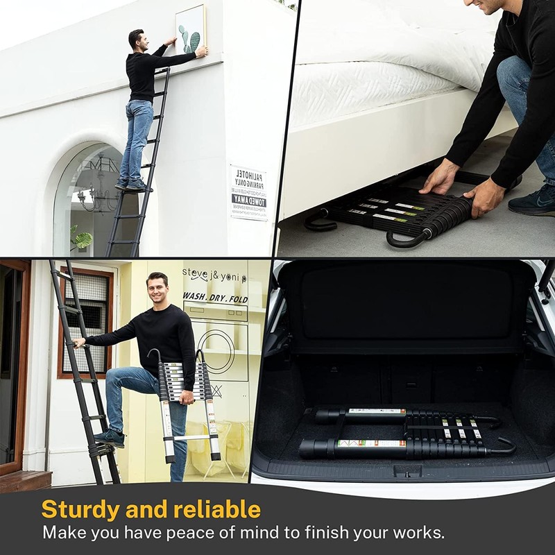 Telescopic Ladder, 10.5FT RIKADE Aluminum Telescoping Ladder with Non-Slip Feet