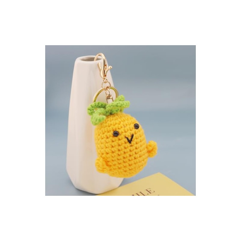 reddipus Pineapple Keychain for Women and Girls, Emotional Support Crochet