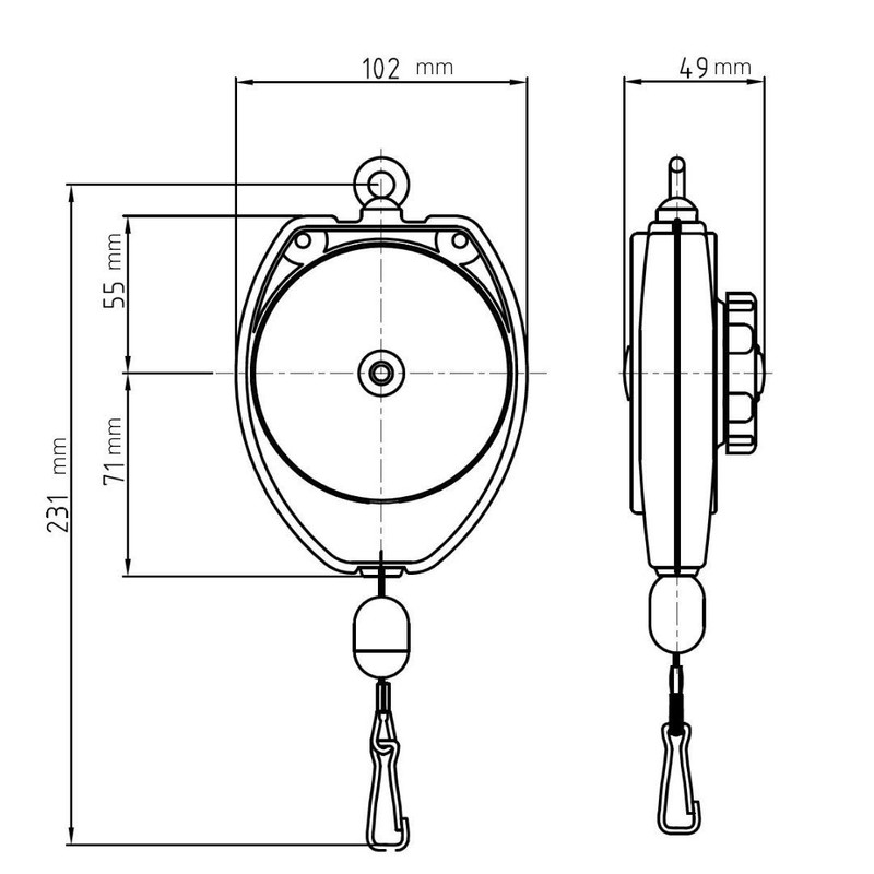 Tigon TW-1R Retractor, Spring/Tool Balancer (Load Capacity: 0.5-1.5 kg/1.1-3.3 lbs)