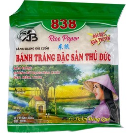 Fresh Spring Roll Rice Paper Wrappers, Vietnamese Premium Summer Wrap with Natural Ingredients, Non-GMO, Gluten-Free, Low Carb, for Spring Rolls, Wonton, Dumpling, Sushi 340g (Round, 22cm)