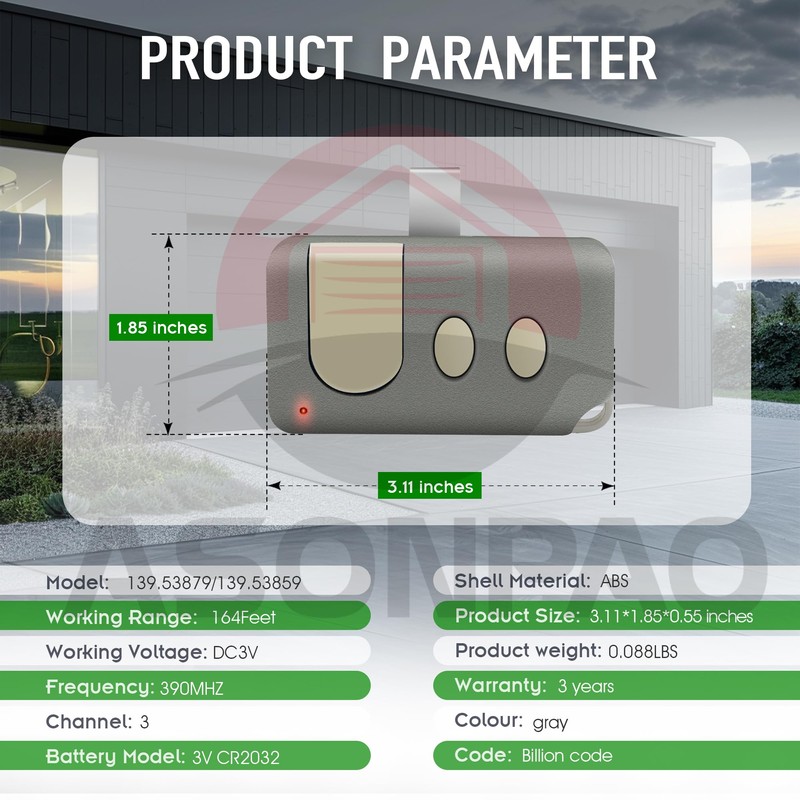 2X 139.53879/139.53859 Craftsman Garage Door Opener Remote (Green Learn Button