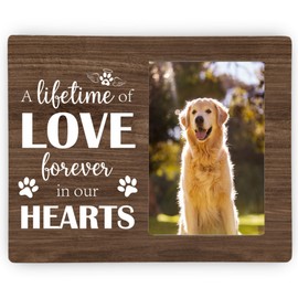CAIFZ Pet Dog Memorial Picture Frame, A Lifetime of Love Forever in Our Hearts Wooden Photo Frame Gifts for Loss of Dog, 4x6 inch Photo
