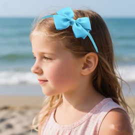 Ecuupas Bow Headband for Women Girls Blue Bows Hairband Fashion Bowknot Hair Hoop Cute Hair Accessories for Summer Theme,Birthday,Hanukkah Party Decorations(01)